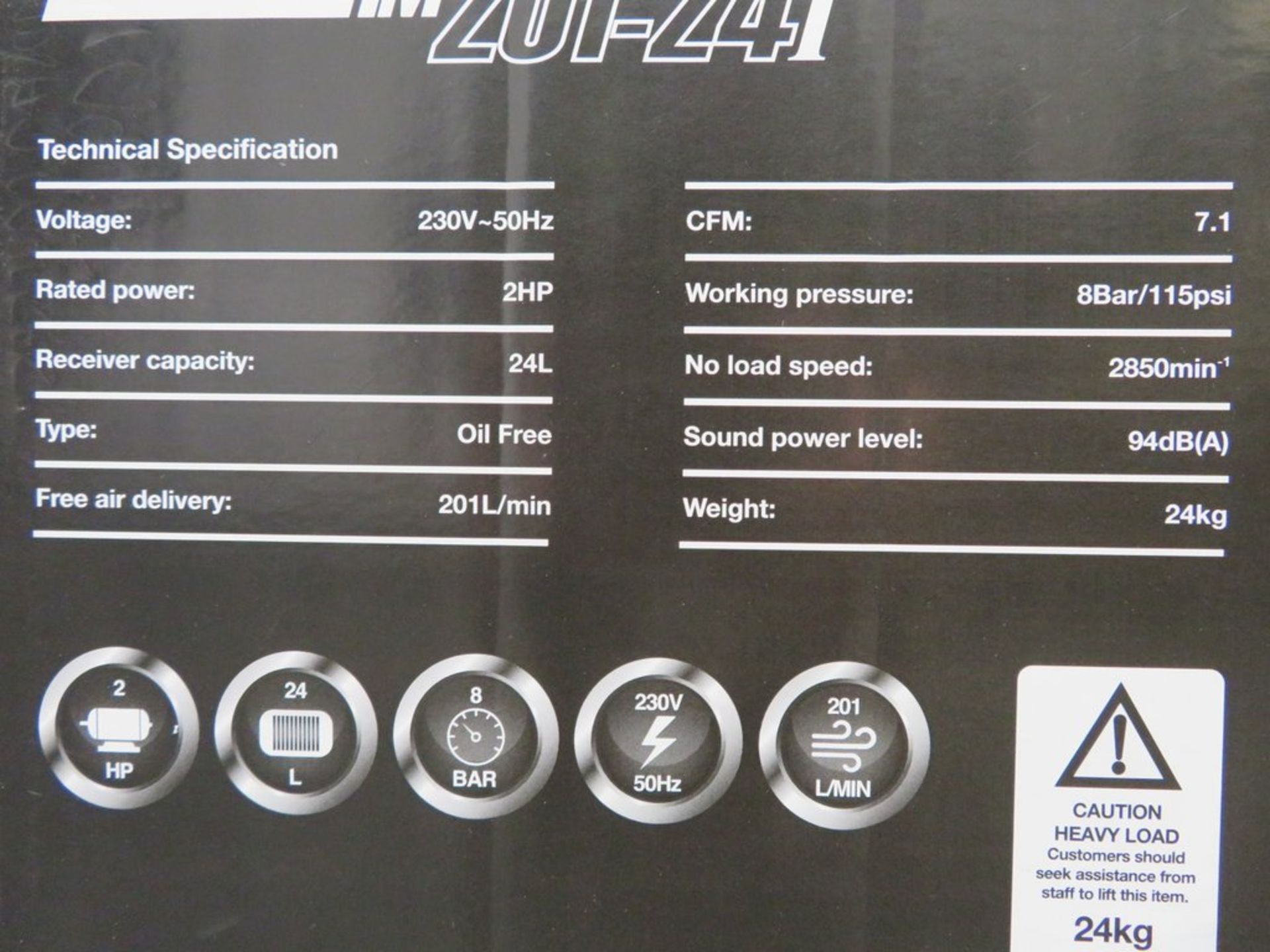 Impax 24 Litre Electrical Air Compressor. Model: IM201-24L. Oil Free. 230v. - Image 10 of 11