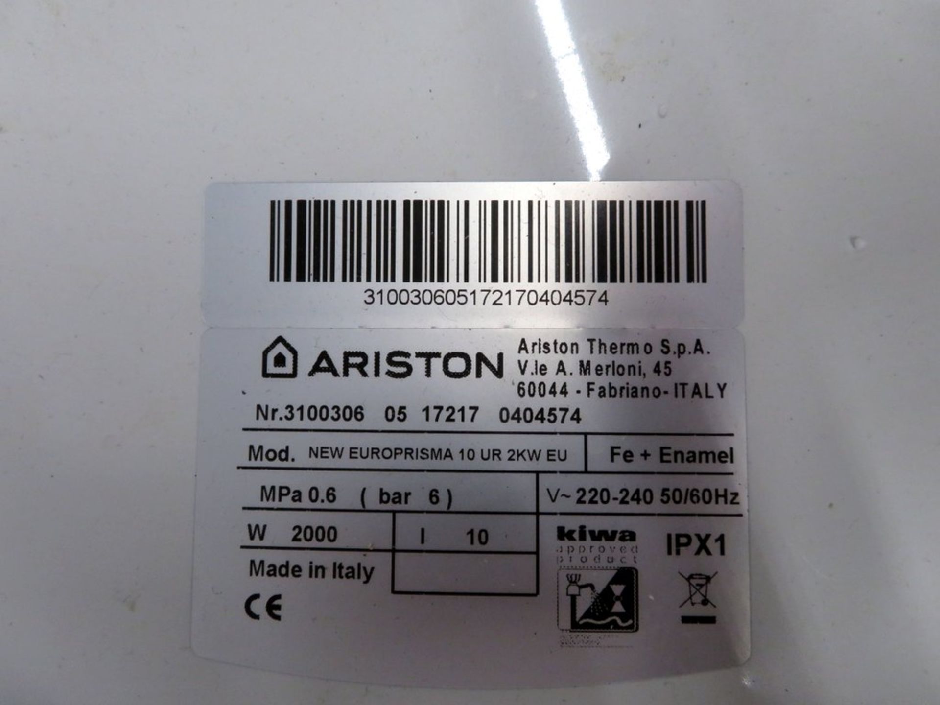 Ariston Electric Water Heater. Model: Andris 10 Lux. - Image 5 of 9