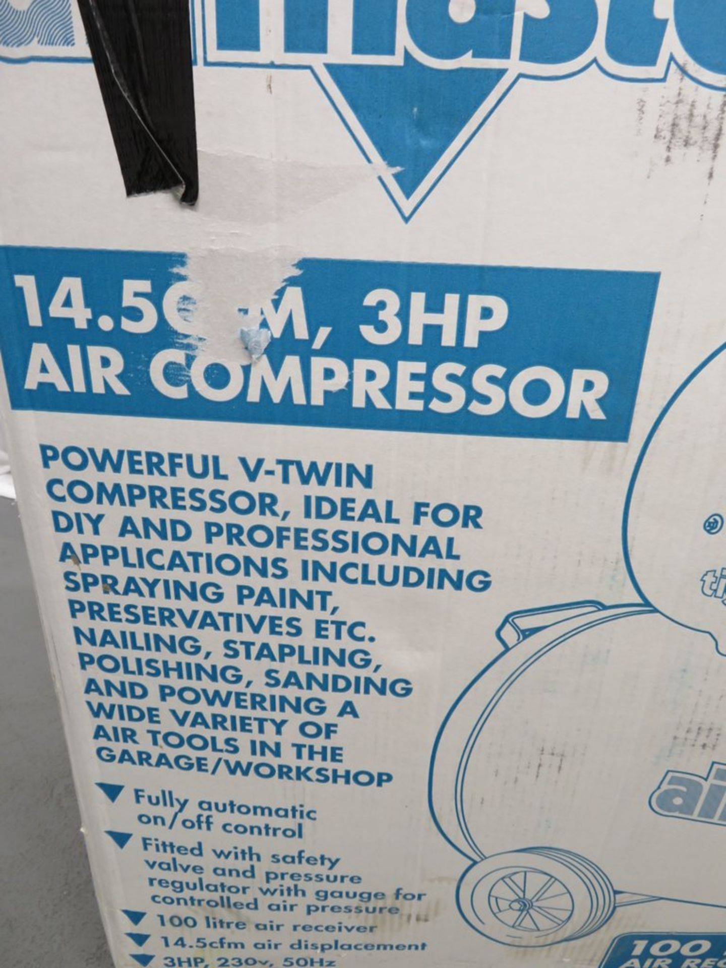 Airmaster Tiger 3hp 100 Litre Air Compressor. Model: 16/1010. - Image 11 of 11