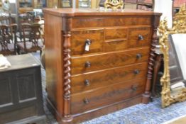 A 19th century mahogany Scotch chest, the rectangular top with outset corners, above an