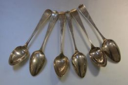 A set of six George III Scottish silver table spoons, Alexander Henderson, Edinburgh 1810, Old