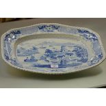 John and William Ridgway, a blue and white ashet or serving dish in the Indian Temple pattern,