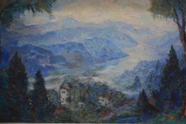 Josephine Haswell Miller A.R.S.A. (Scottish, 1890-1975), Lake Lugano from Cademario, signed, oil