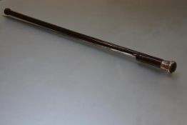 A late Victorian silver-mounted sword stick, the silver handle marked for Birmingham 1891, the