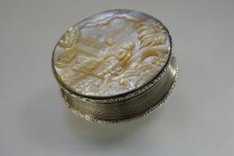 An unusual early Victorian mother-of-pearl mounted silver box, Francis Clark, Birmingham 1838 (