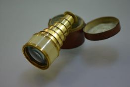 A 19th century ivory-mounted gilt-brass monocular six-draw opera or spy glass, Dollond, London, in