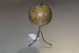 A 4" diameter terrestrial table globe, c. 1900, maker "Philips' Graphic Globe, London & Liverpool,