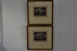 After Paul Sandby, a pair of late 18th century engravings, "Edinburgh Castle" and "NW View of