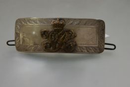 A late Victorian officer's silver cross belt pouch, of characteristic form, centred by a gilt-