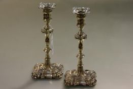 A pair of George V Scottish silver candlesticks, Hamilton & Inches, Edinburgh, 1920, in mid-18th