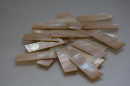 A set of twenty Chinese export mother-of-pearl gaming tokens, 19th century, each of rectangular form