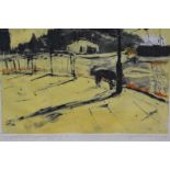 •Kate Downie R.S.A. (Scottish, b. 1958), Leith Mystery Dog 1, etching, monotype, titled and signed