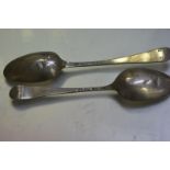 Two George III silver picture back table spoons, one Thomas Dealtry, London 1764, the other Thomas