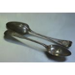 A pair of George III Irish silver table spoons, William Cummins, Dublin 1815, Old English pattern,