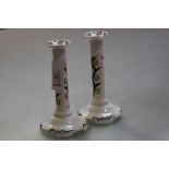 A pair of Scottish art pottery candlesticks designed by Emma Smith Gillies (1900-1936), each