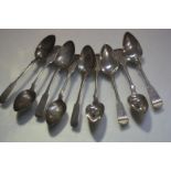 A composed set of nine 19th century Sottish Provincial silver teaspoons, Glasgow, five with maker'