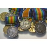 British War and Victory Medal Pairs (5): 516486 Pte. J. Sime Sco. Rif.; 60556 Pte. J. Hay M.G.C.;