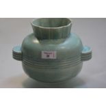 A large Crown Devon pottery vase in the Art Deco taste, in a matt blue/green mottled glaze, with
