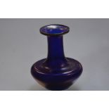 A small Art Nouveau blue iridescent glass vase, possibly Loetz, with silver rim hallmarked for 1902.