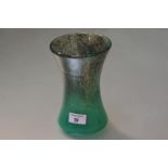A Monart glass vase, 1940's, of waisted cylindrical form, in green shading to mottled brown with