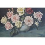•Carlos Luis Sancha (1920-2001), Still Life of Roses, signed lower right, oil on canvas, in a gilt-