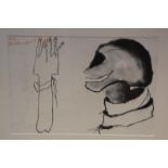 •Pat Douthwaite (Scottish, 1934-2002), Skull, signed upper left and dated (19)92, charcoal,