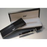 A Montblanc Boheme Bleu fountain pen, with blue stone to clip and retractable nib, serial no.