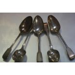 A set of five 19th century Scottish provincial silver table spoons, George Jamieson, Aberdeen,