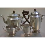 A George V four piece silver tea and coffee service, Fenton Russell & Co., Birmingham 1931, each