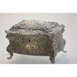 A Continental silver jewellery casket with import marks for Edinburgh 1893, of bombe form,