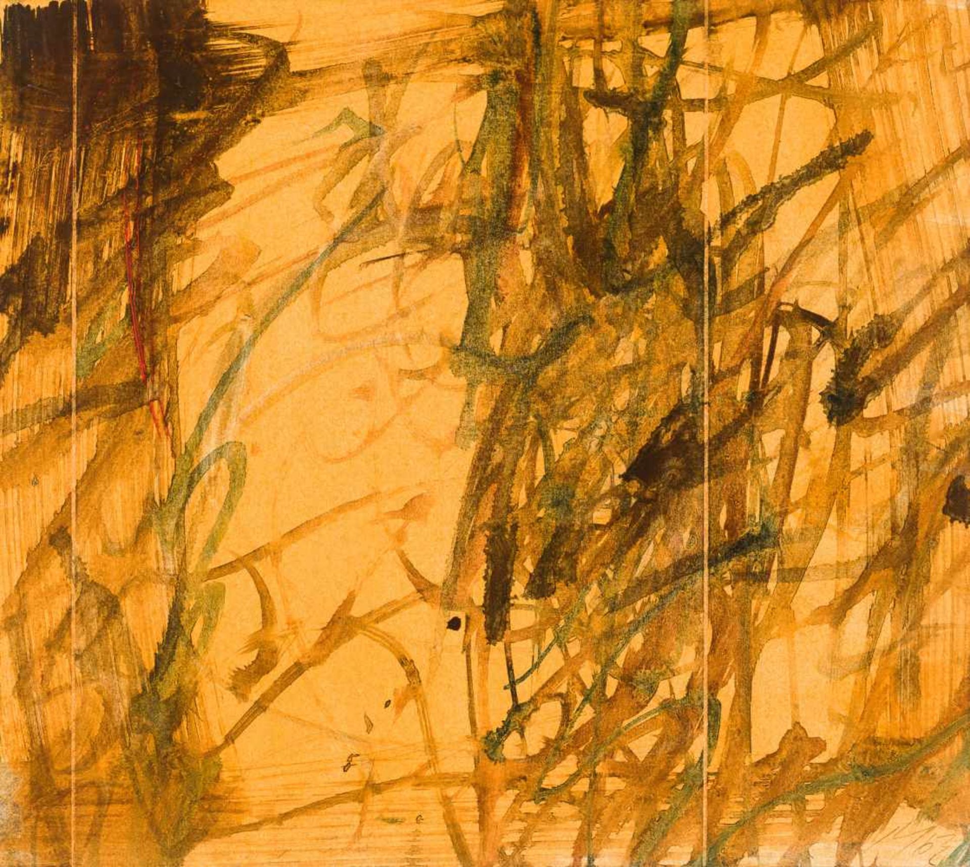 Josef MiklWien 1929 - 2008 WienBild auf Orange mit FigurenÖl auf Papier / oil on paper29,5 x 33