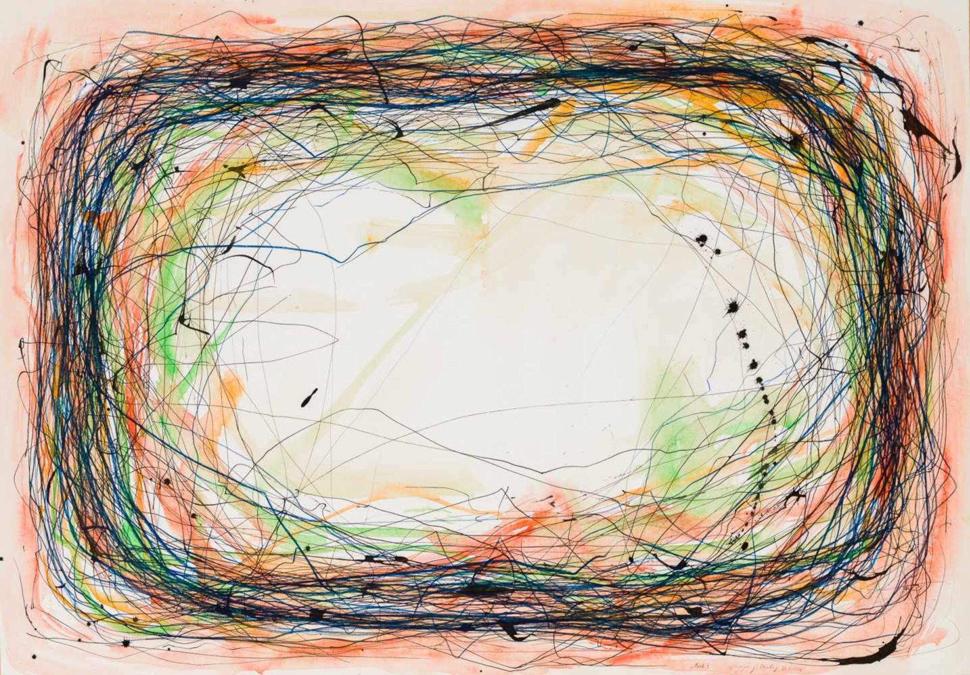 Drago J. PrelogCilli 1939 *Nest?Mischtechnik auf Papier / mixed media on paper59 x 84 cm1978rechts