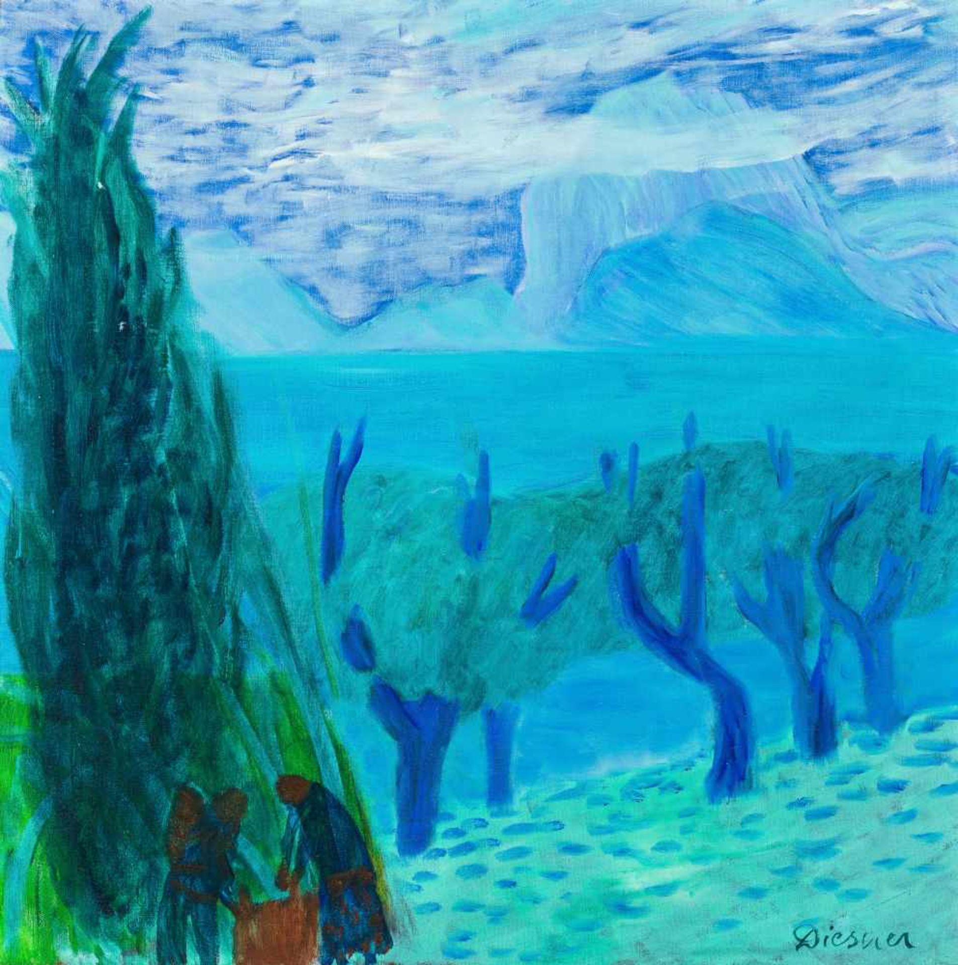 Gerhild DiesnerInnsbruck 1915 - 1995 InnsbruckBlaue LandschaftÖl auf Leinwand / oil on canvas60 x 60