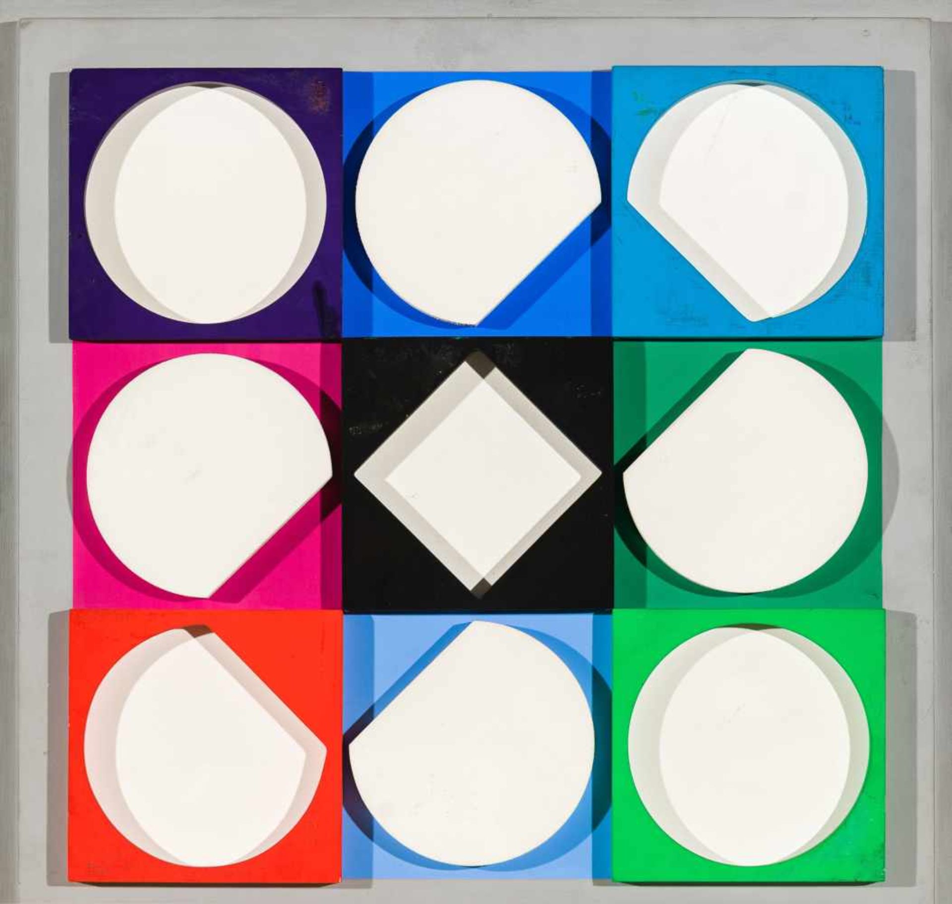 Victor VasarelyPecs 1908 - 1997 ParisTOPAZE BLANCHE négatifHolz bemalt / painted wood36 x 36 x 4