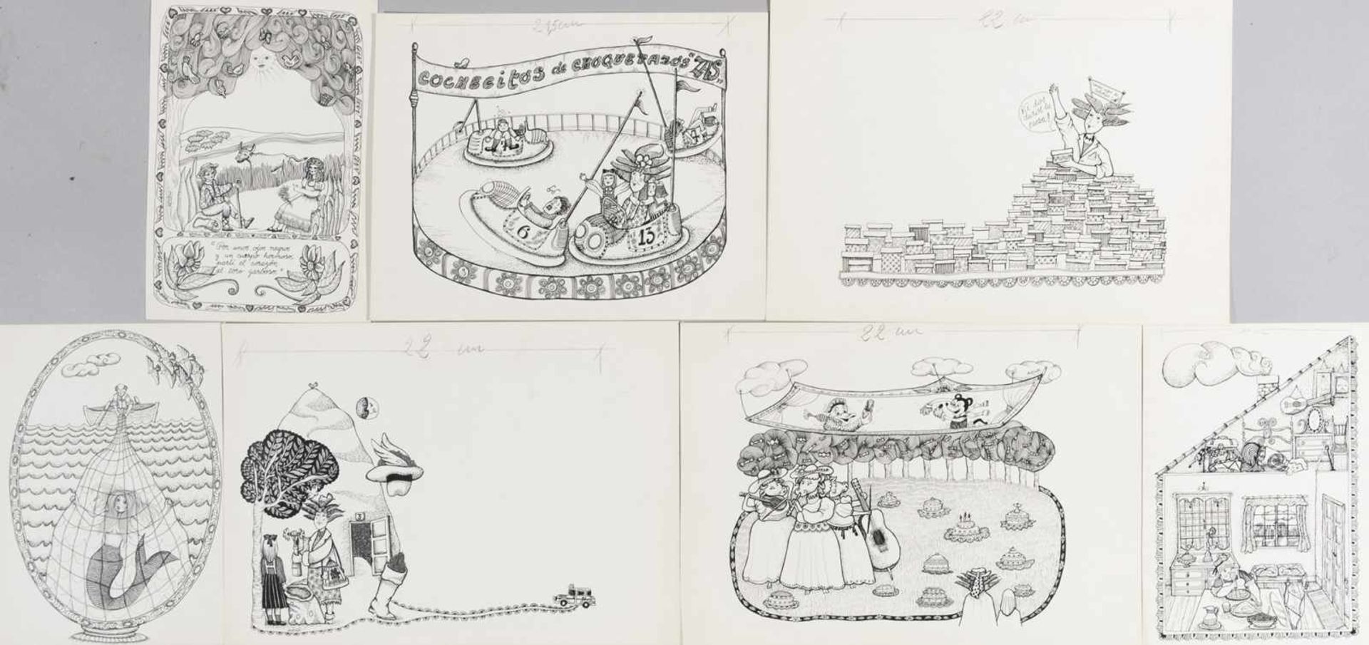 CARMEN ANDRADA (Escuela española contemporánea) Ilustraciones varias Ilustraciones compuestas por