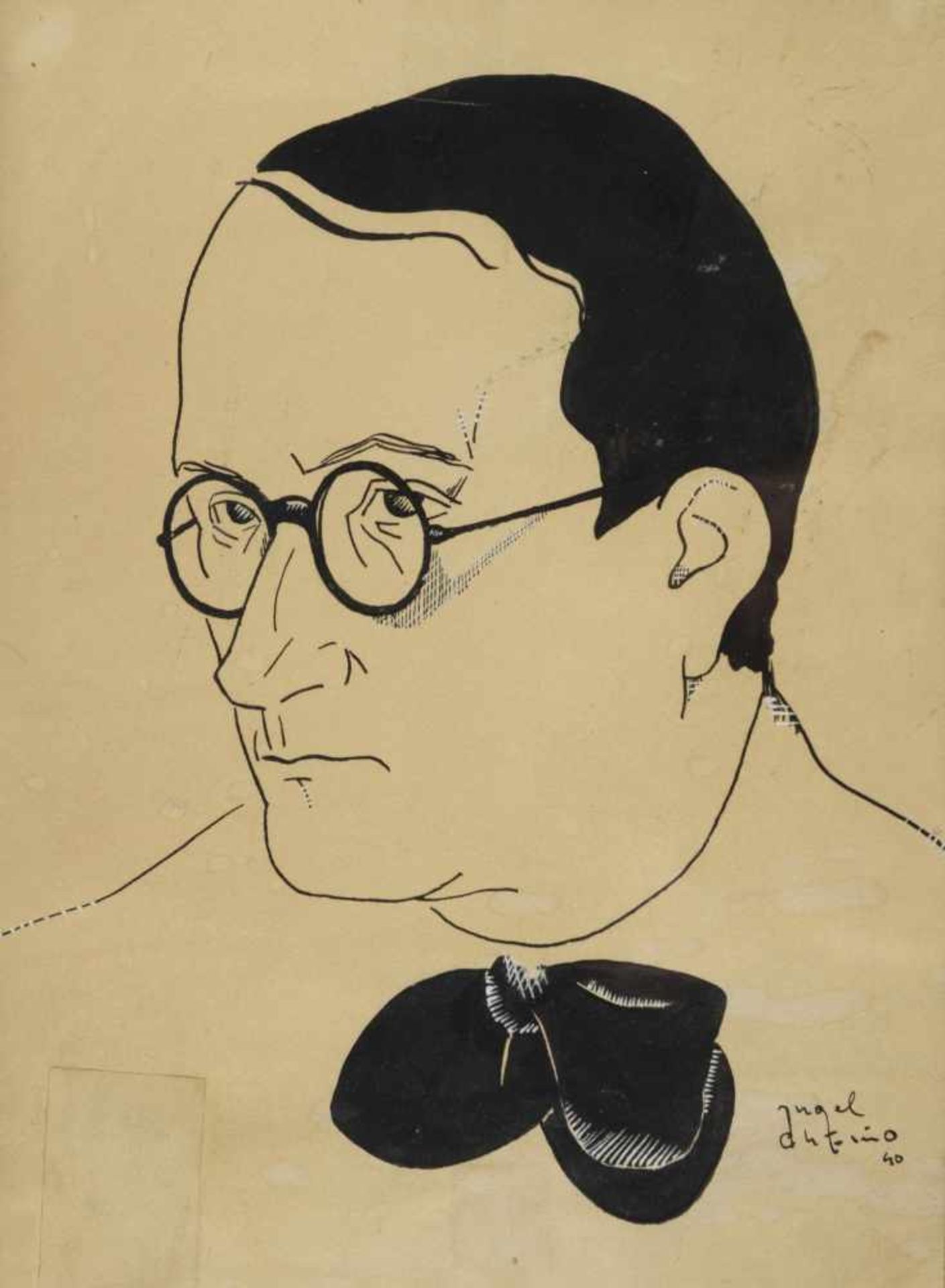 ANTONIO MINGOTE (Sitges, 1919-Madrid, 2012) Retrato de Angel Mingote Llorente Dibujo a tinta y
