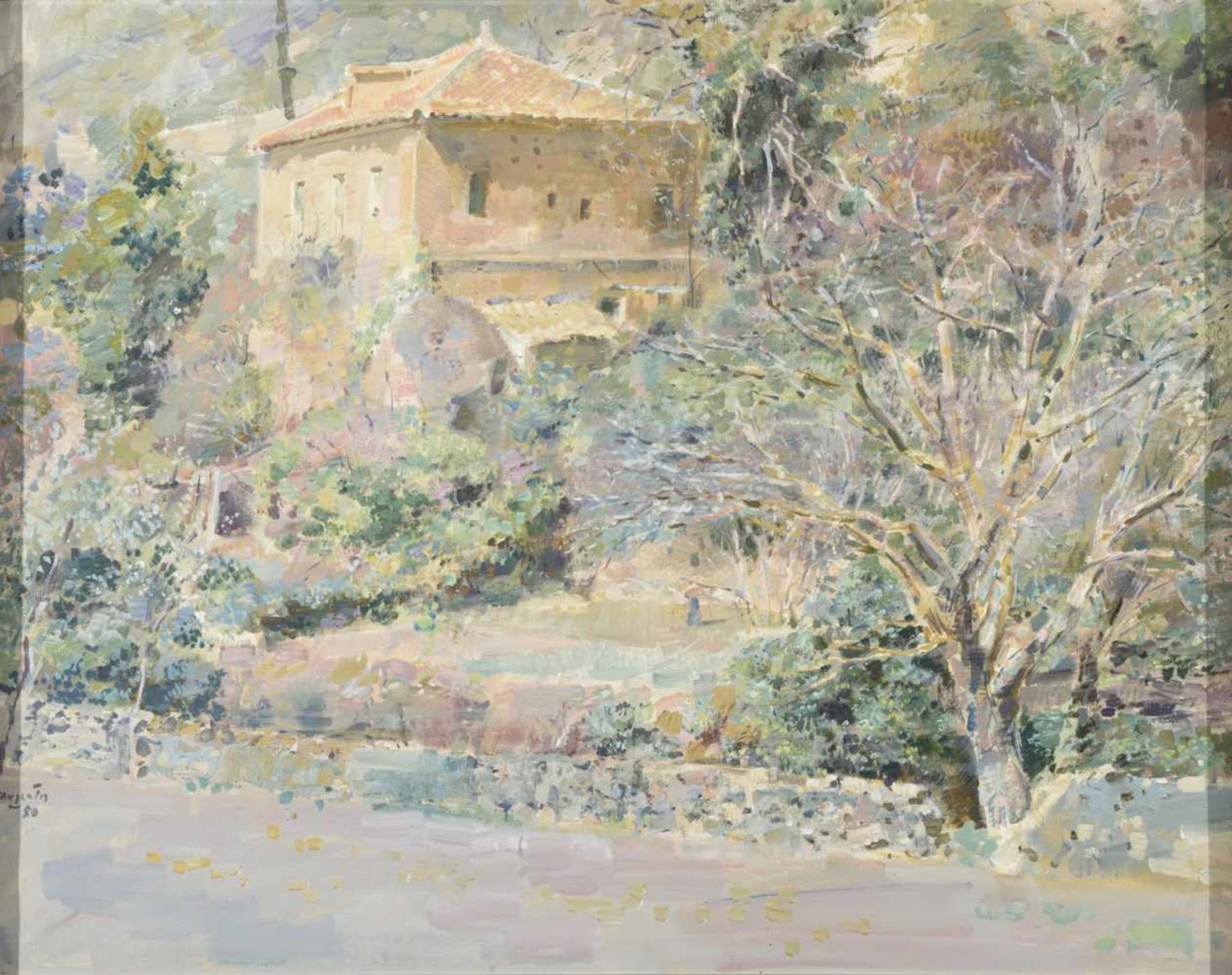 JULIAN GRAU SANTOS (Huesca, 1937) Paisaje de Cuenca Oleo sobre lienzo de 62 x 80 cm.  Firmado.<