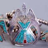 Juan Singer Navajo Peyote Bird Squash Blossom Necklace