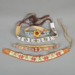 4 Native American Beadwork Belts/Headbands Ojibwe Oglala Sioux