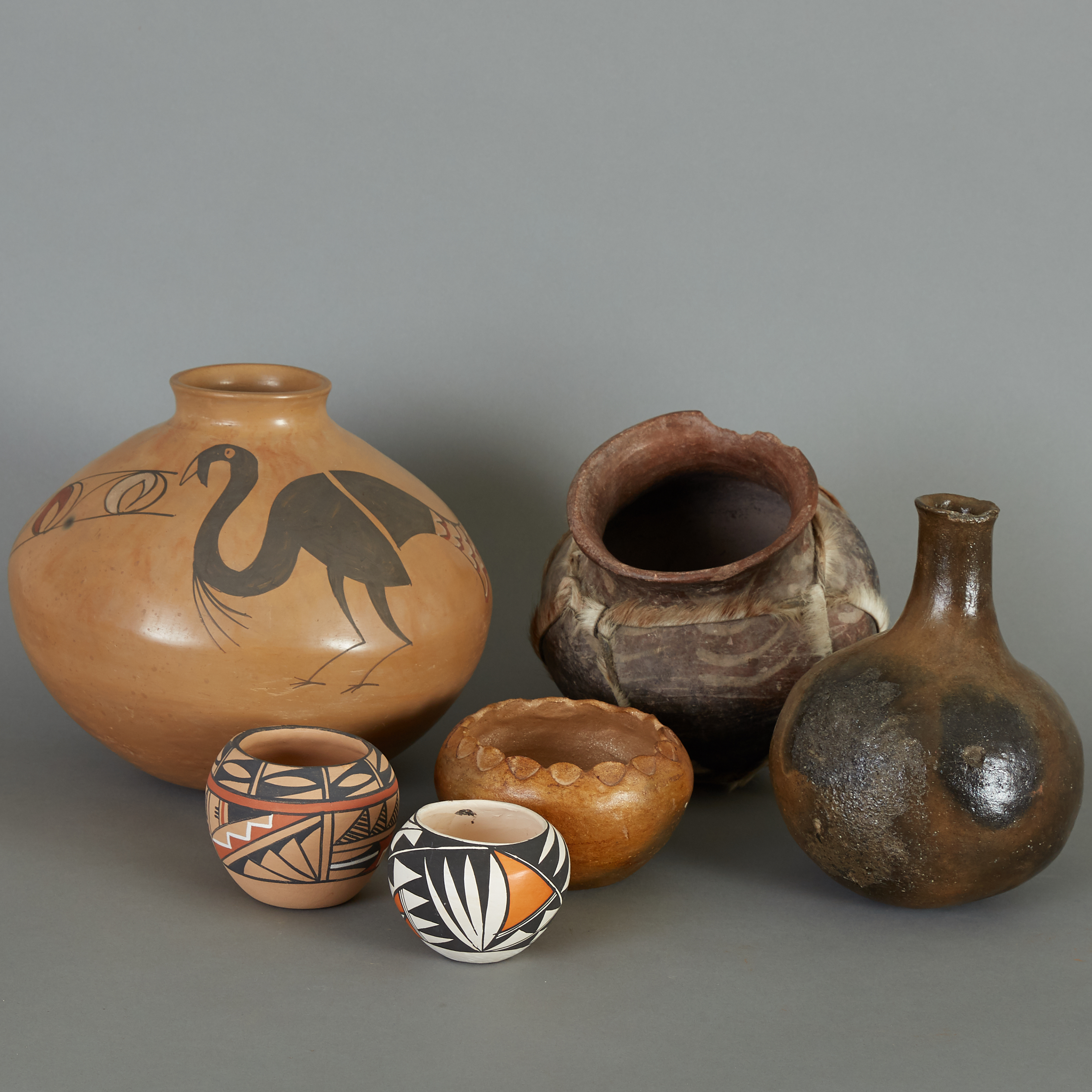 6 Native American Pots Pueblo Hopi Apache