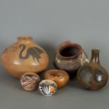 6 Native American Pots Pueblo Hopi Apache