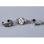 Grp: 3 Navajo Silver & Turquoise Bracelets Jim Yazzie Fred Peshlakai