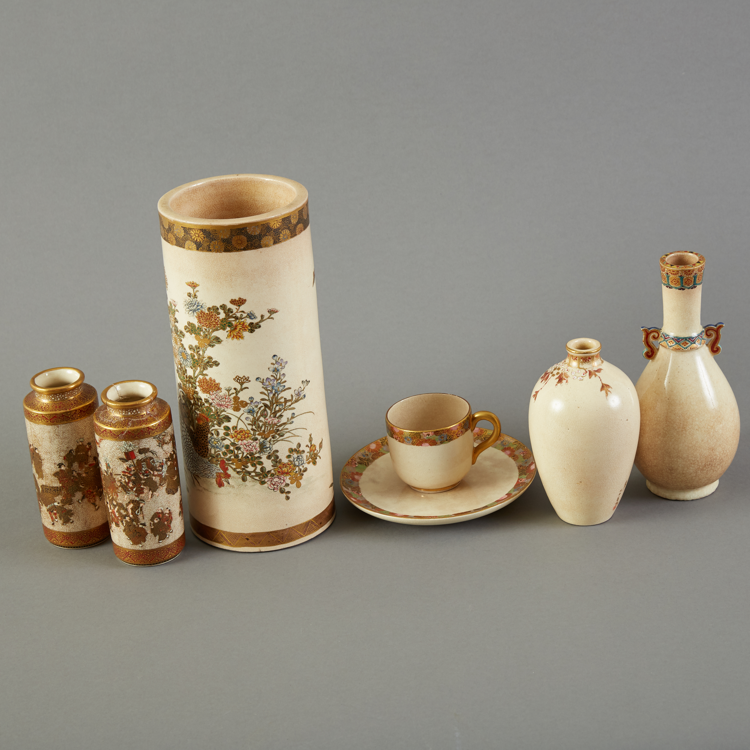 Group of Japanese Meiji Satsuma Vases and Cups - Image 2 of 7