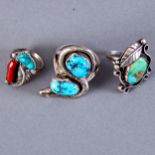 Group of 3 Zuni & Pueblo Rings Ben Felicita Eustace