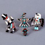 Grp: 4 Zuni Stone Inlay Rings Quandelacy Madeline Beyuka Gary Paulinis Vacit