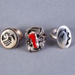 3 Navajo & Hopi Rings Les Baker Beauford Dawahoya Arthur Lomayestewa