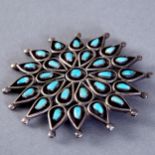 4 Silver and Stone Pins Navajo Zuni Arlita Lahi