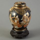 Japanese Meiji Satsuma Vase with Black Background