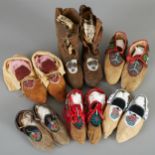6 Pairs Beaded Ojibwe Moccasins 19th to 20th c.