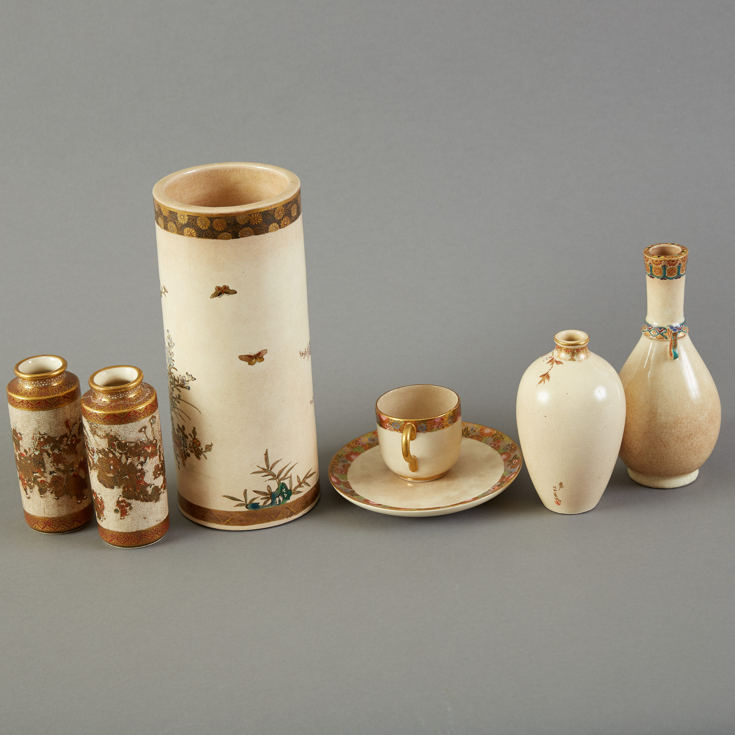 Group of Japanese Meiji Satsuma Vases and Cups - Image 3 of 7